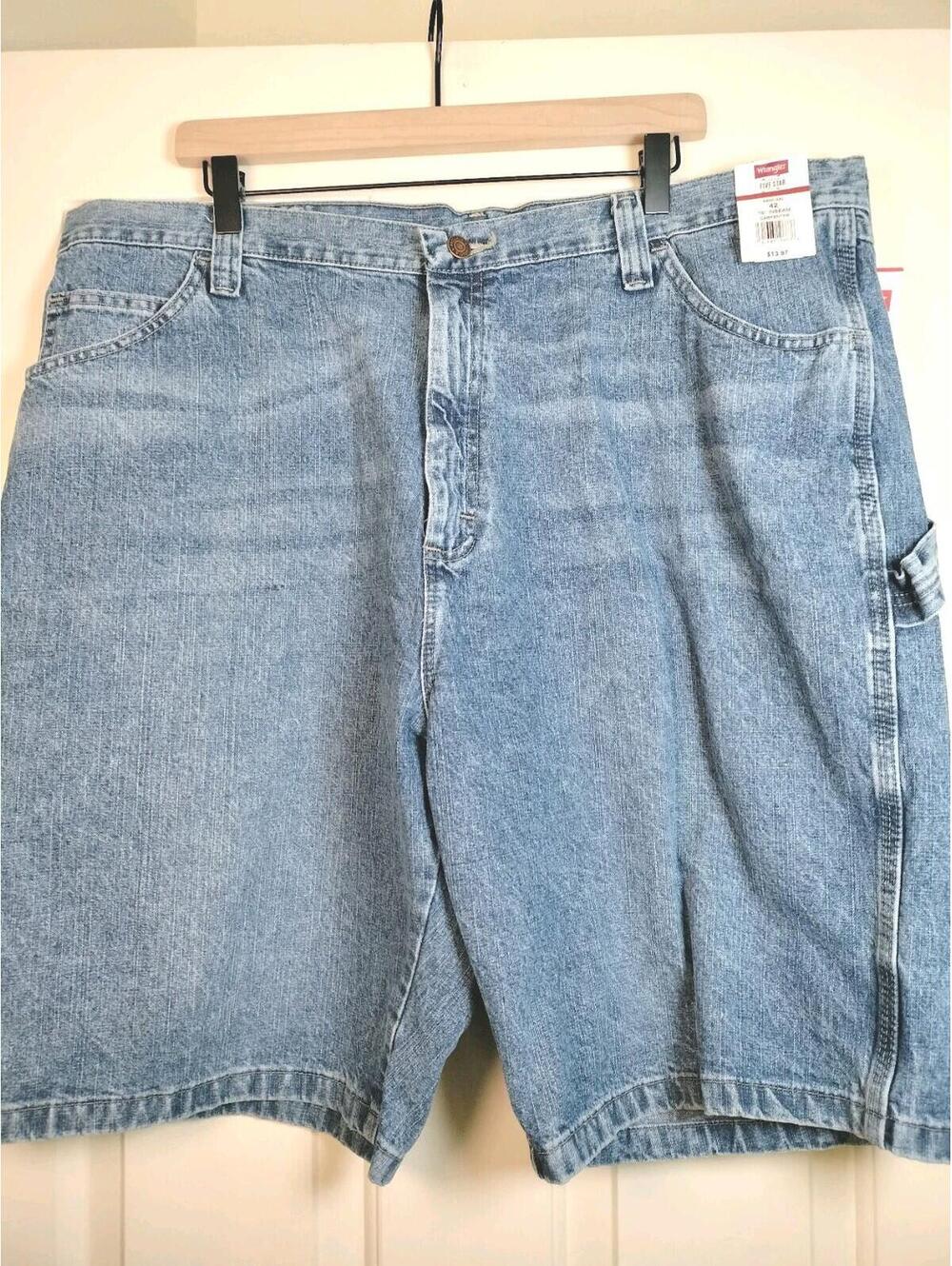 Wrangler Carpenter Jorts Mens 42 Blue Denim Shorts Relaxed Fit 100% Cotton